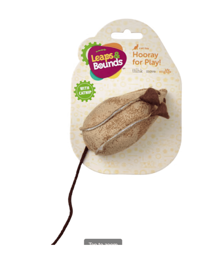 Faux Leather Mouse Cat Toy with Rattle & Catnip , 3